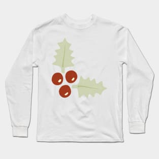 Mistletoe Holly Berries Christmas Plant Pattern Long Sleeve T-Shirt